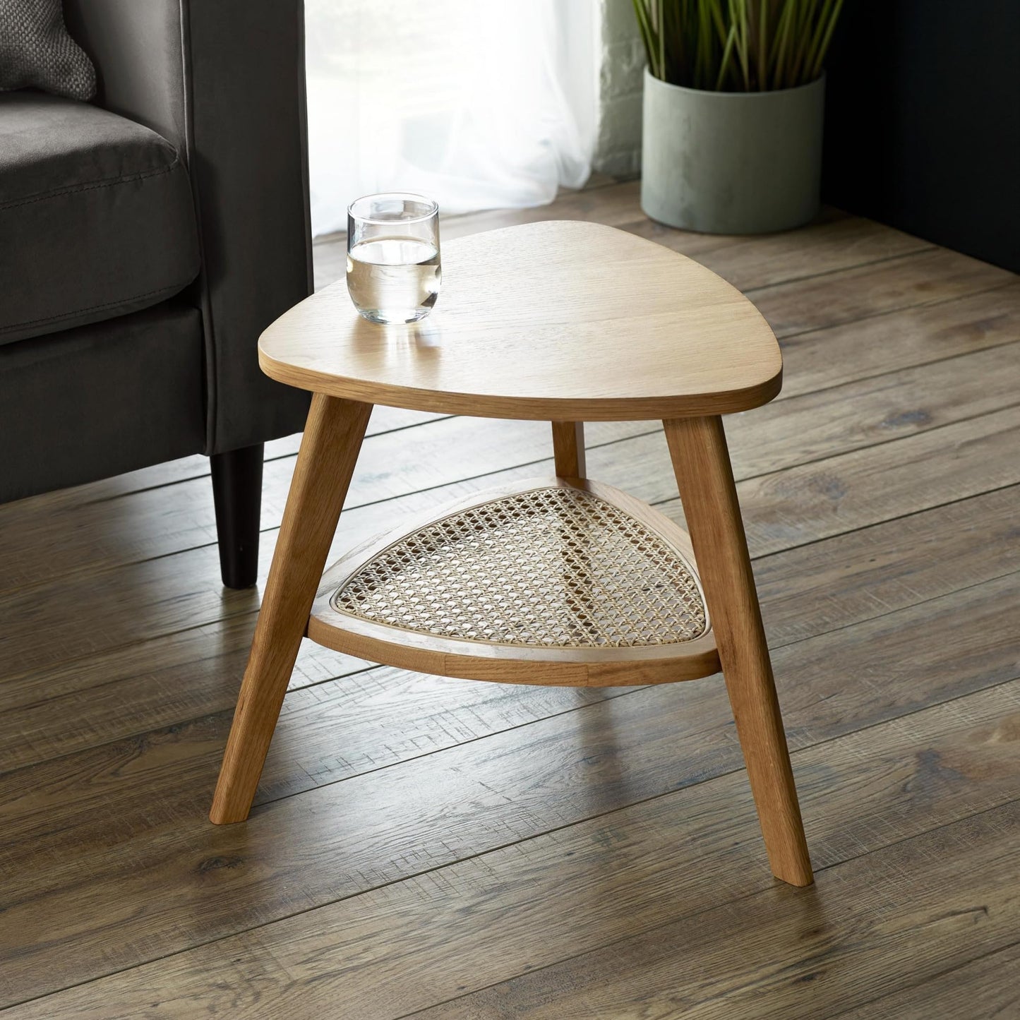 Julian Bowen Vera End Table, Triangle, Oak - H42 x W49.5 x D49.5cm