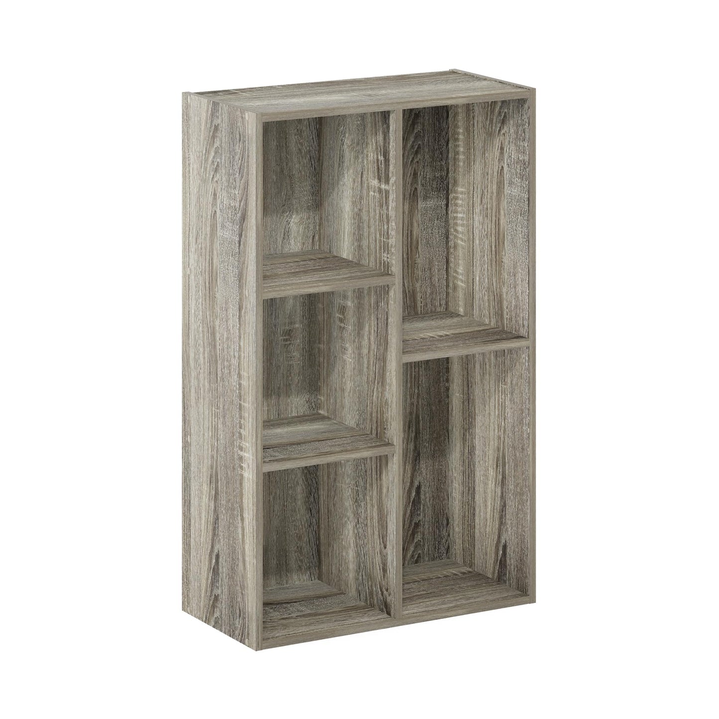 Furinno LUDER Book Shelf, 5-Cube Bookshelf, Reversible Bookcase, 9.4 x 19.5 x 31.5, for Living Room, Bedroom, Home Office, French Oak