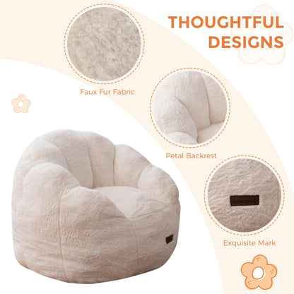 MAXYOYO Kids Floral Shaped Bean Bag Sofa, Includes Filling, Faux Fur Fabric