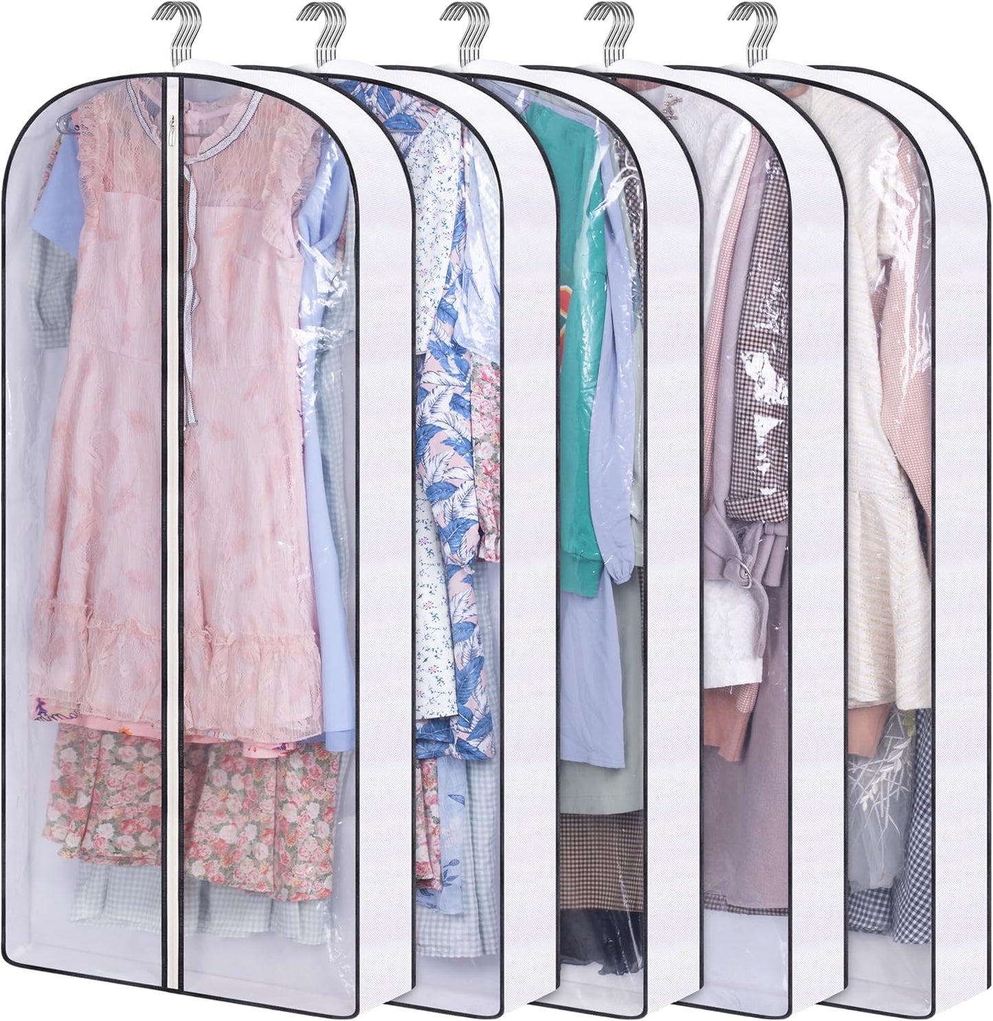 SLEEPING LAMB 50" Clear Garment Bags for Hanging Clothes Storage 4" Gussetes Dress Bags for Closet Storage Coat Cover for Suits, Sweater