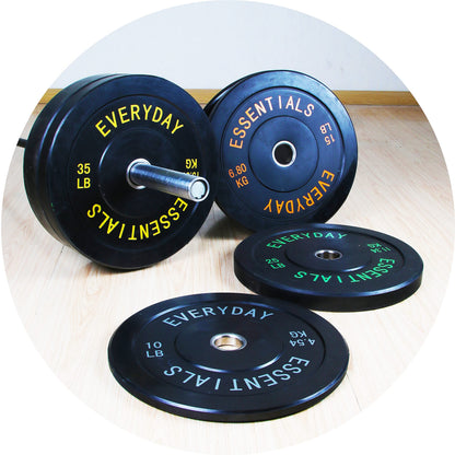 Signature Fitness 2" Olympic Bumper Plate Weight Plates with Steel Hub, 35LB, Single, Black