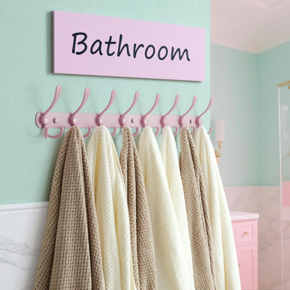Dseap Coat Rack Wall Mount - 74cm Long 8-Tri-Hooks Heavy Duty Coat Hanger Rail Wall Hooks for Hanging Coats Hats Clothing Clothes Purse Mudroom