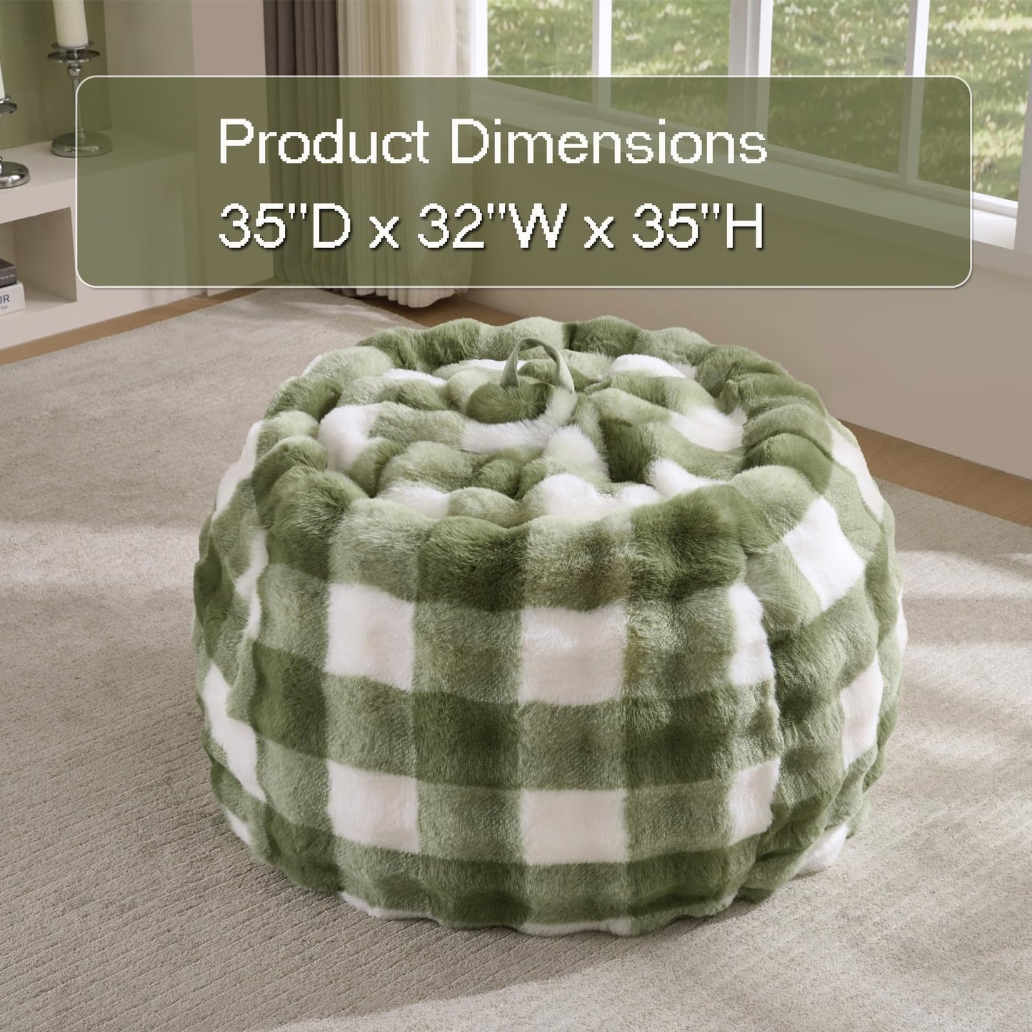 Fluffy Faux Rabbit Fur Bean Bag Chair Cover(No Filler),Cozy Shaggy Bubble Stuffed Animal Storage Large Bean Bag Cover for Bedroom Living Room,Fuzzy