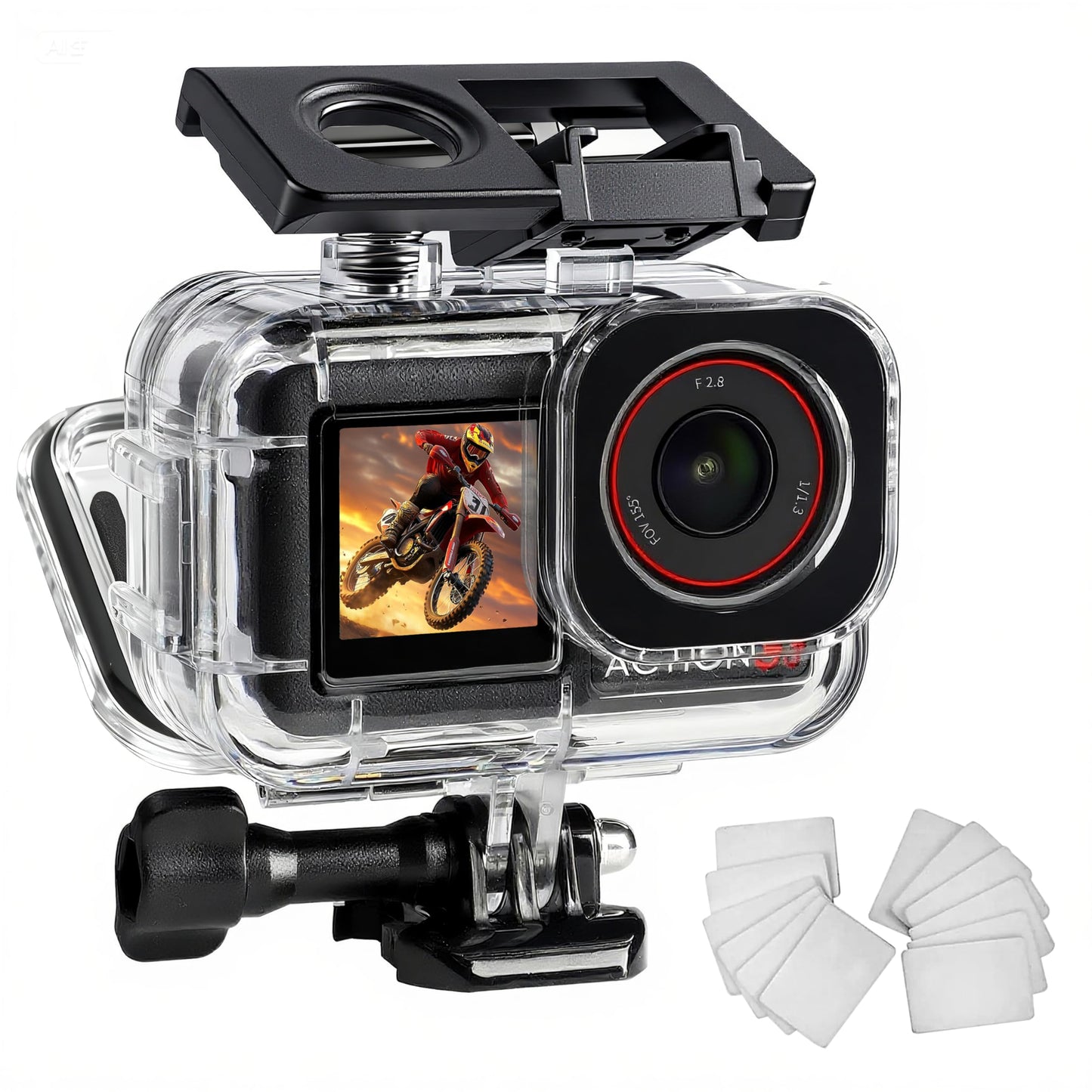 FitStill 60M/196FT Waterproof Housing for DJI Osmo Action 5 Pro/Action 4/Action 3, Underwater Photography, Dual Cold Shoe Design, dji Action 5 Pro