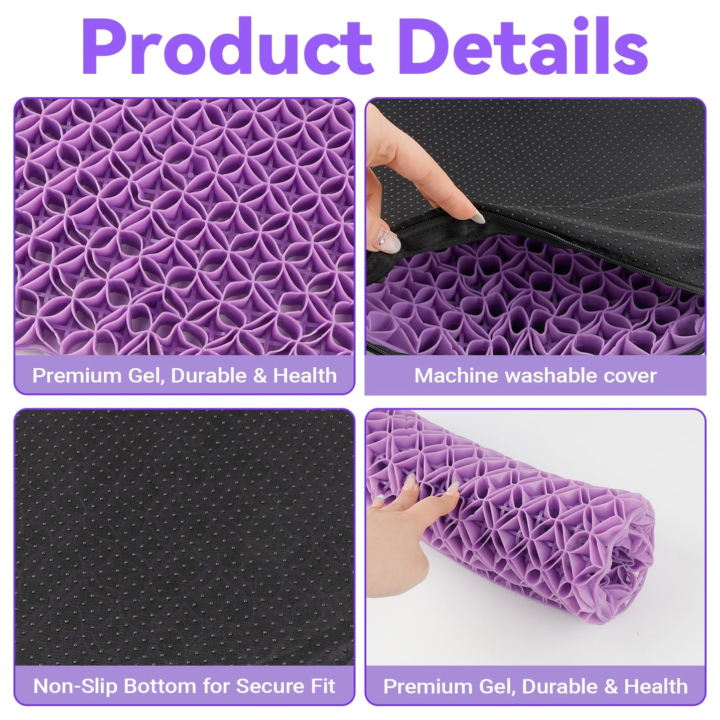 LCUHAVA Gel Seat Cushion new Honeycomb Design gel for Sitting Cool and Breathable Soft Sitter, Relieves Back and Tailbone Pain for Office Chairs