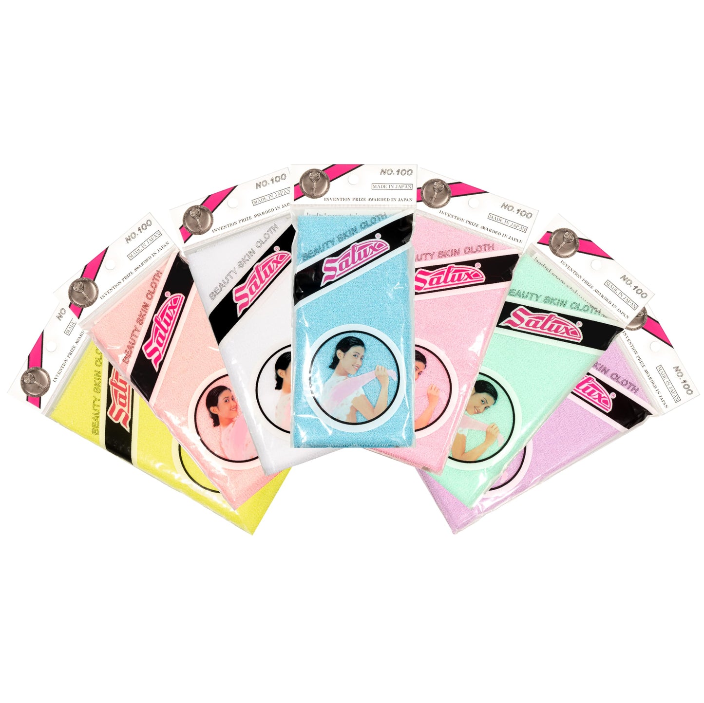 SALUX Bath Towel Pink Yellow Peach Blue White Purple Green Count 7 Pack