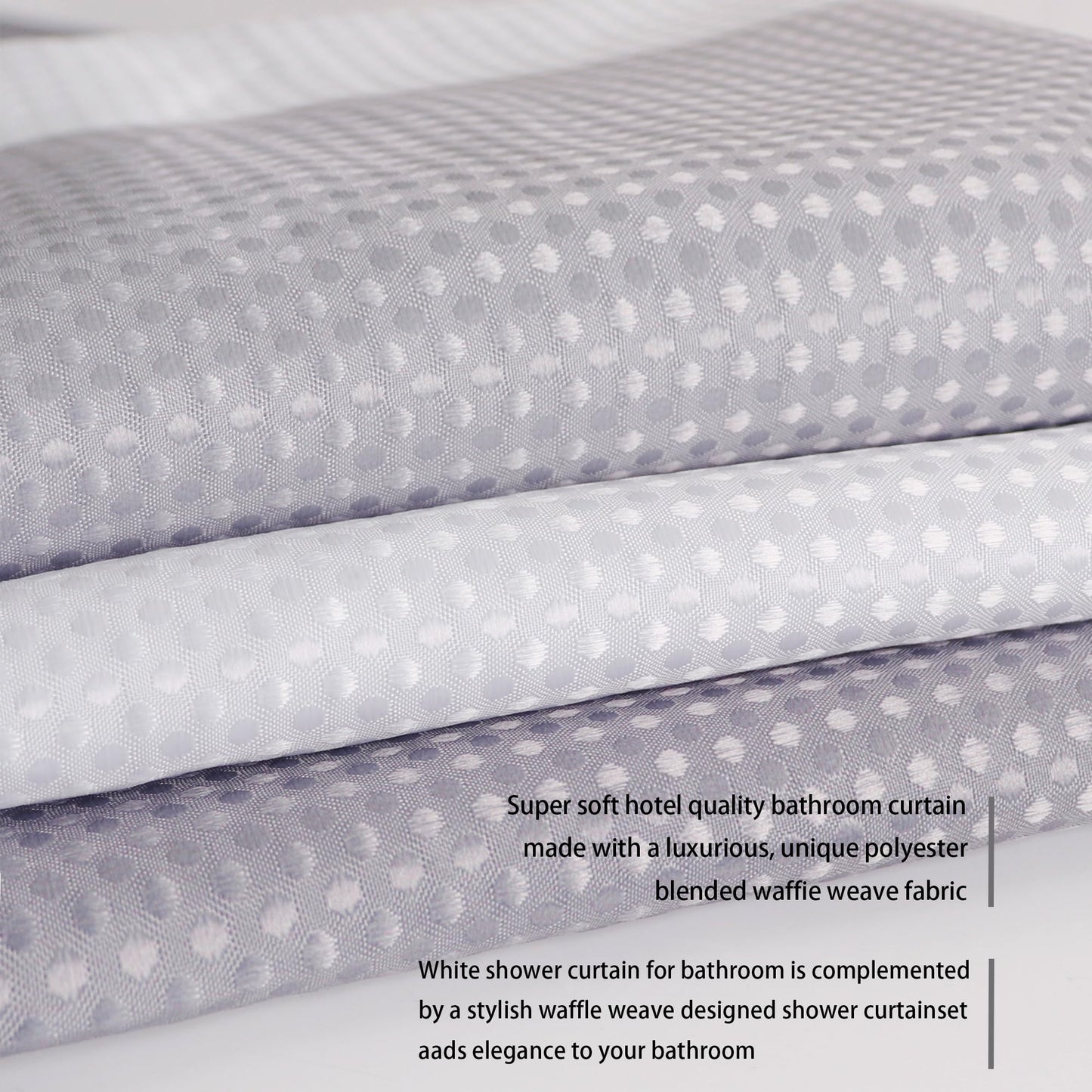 maifey Shower Curtain for Bathroom, Waffle Fabric Heavy Duty Waterproof Wet Room Grey Shower Curtains Heavy Duty Bath anti-fouling with 12 Hooks 180