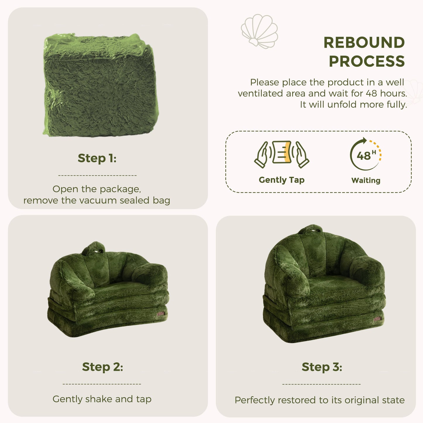 MAXYOYO Single Sofa Bed, Folding Bean Bag Chair, Faux Fur Fabric