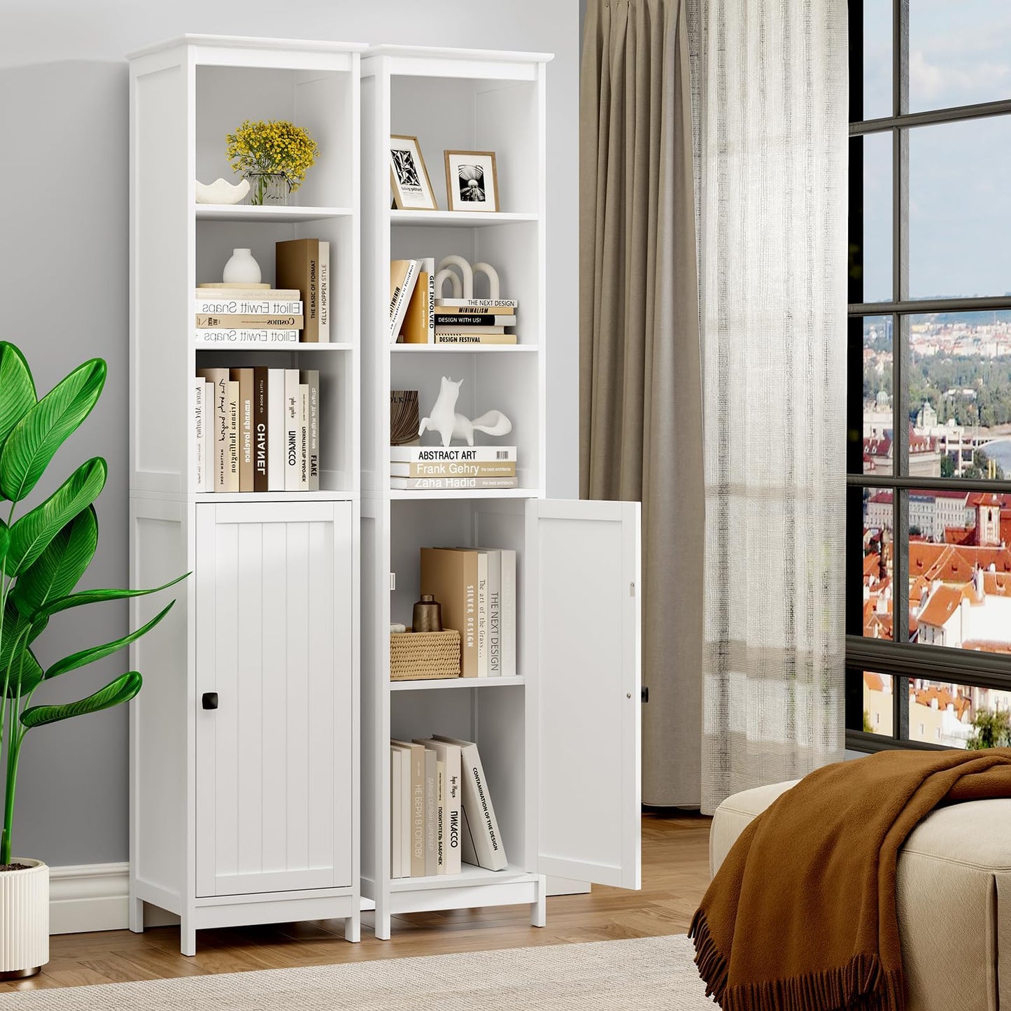 RRX Narrow Tall Bathroom Storage Cabinet,35 * 32 * 161cm (pure white)