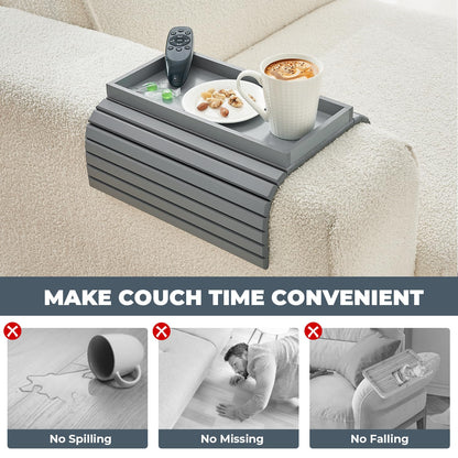 LOVYANXUE Bamboo Sofa Arm Tray, Anti Falling Couch Arm Tray Table, Foldable Couch Armrest Table, Portable Sofa Armrest Trays Cup Holder for Drink