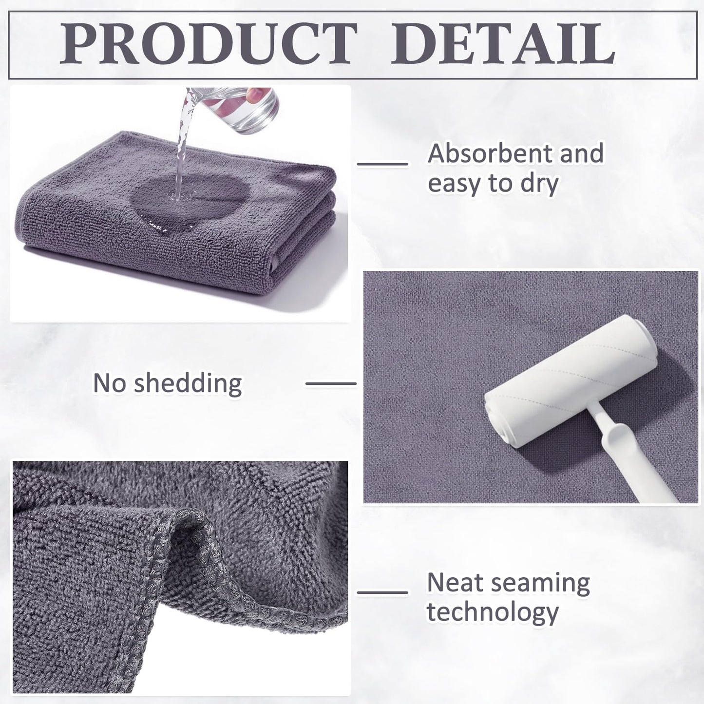 Tatuo 4 Pcs Drying Microfibre Hair Salon Towels 50 x 100 cm Quick Dry Absorbent Hand Towels for Bathroom Soft Hairdressing Cloths for Face Bath Gym