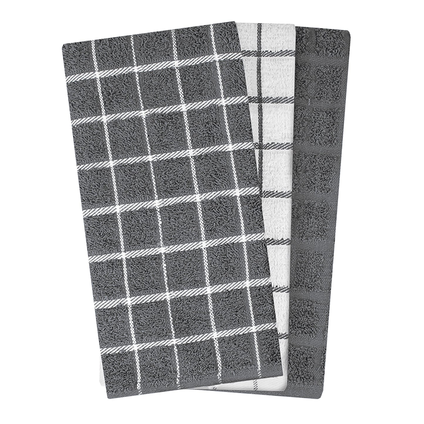 Ritz Terry Check Kitchen Towels: Highly Absorbent & Super Soft - 100% Cotton, Durable Kitchen Cleaning Cloths for Wiping Tables and Counters, 3-Pack