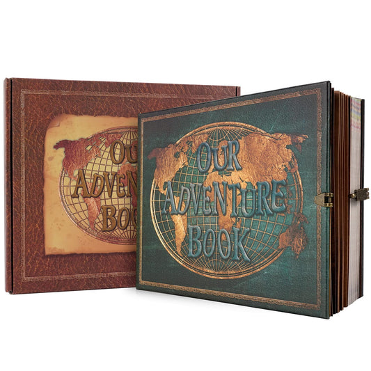 Our Adventure Book Scrapbook Photo Albums with 180 Pages Embossed Words Hard Cover Travel Book,Guest Book for Anniversary, Christmases, Valentines'
