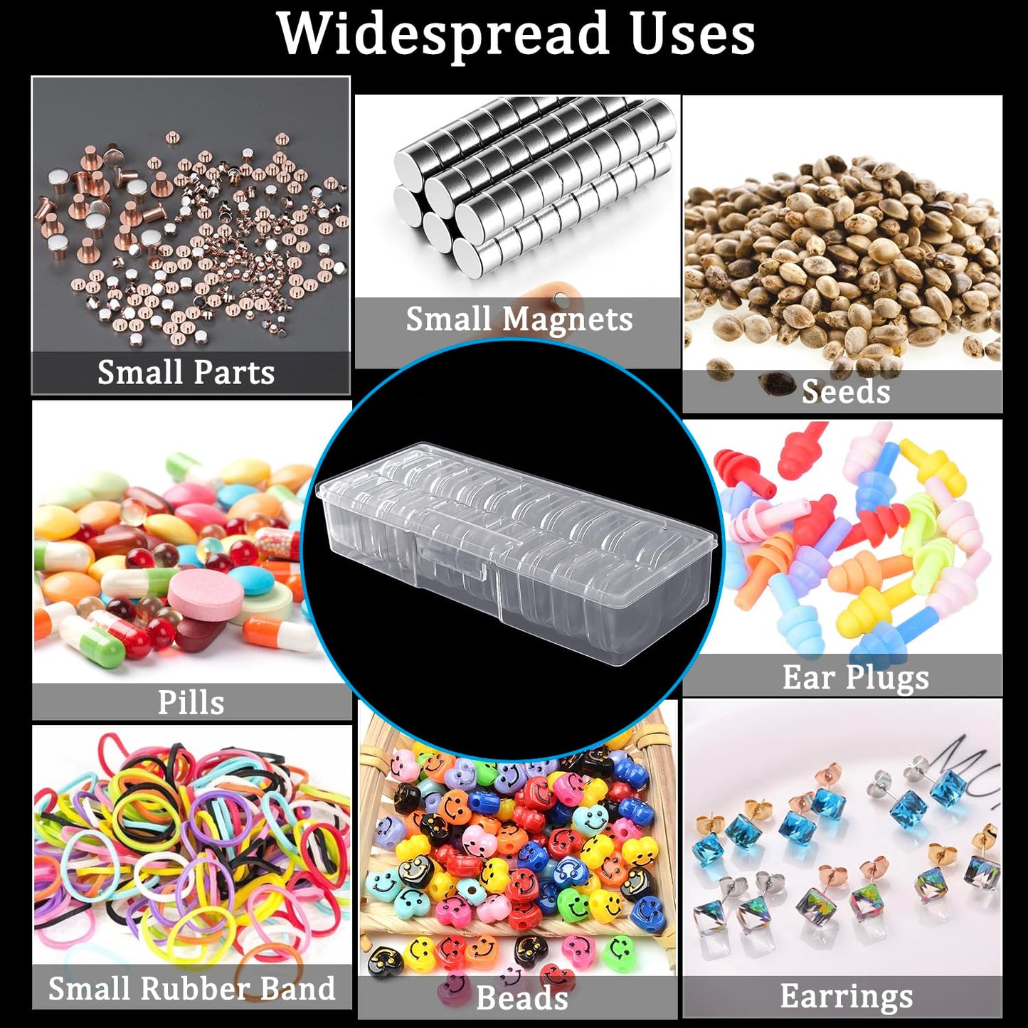 Qualsen Storage Boxes with Lids, 40 Pieces, 3.5 x 3.5 x 1.8 cm