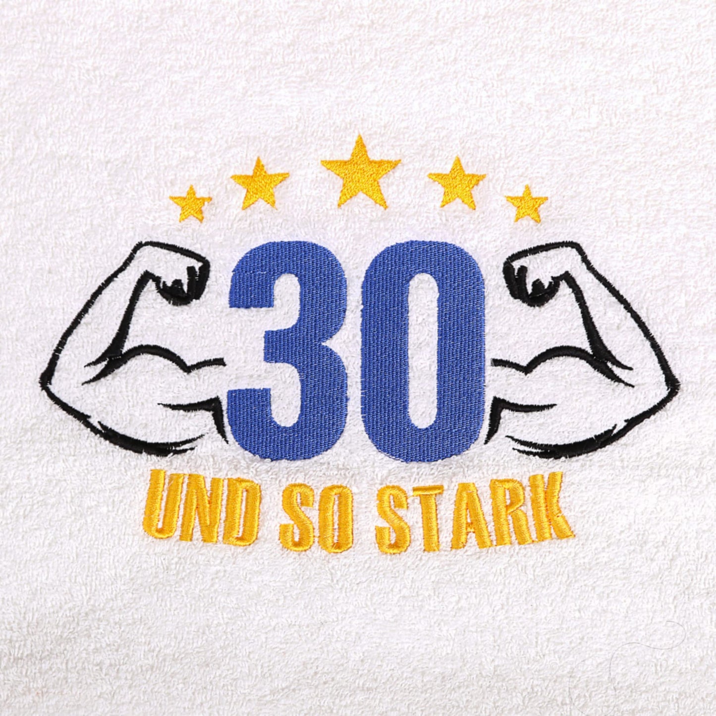 Abc Casa 30th birthday gift towel with embroidered muscles for men - a useful gift for 30 years - a wonderful gift idea for a 30th