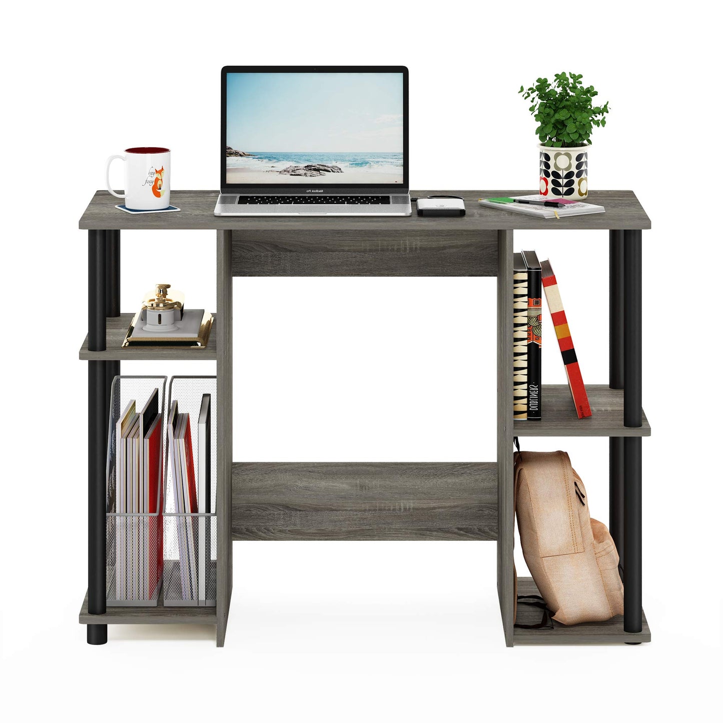 Furinno JAYA Compact Computer Desk, Writing Desk, Study Desk, French Oak/Black