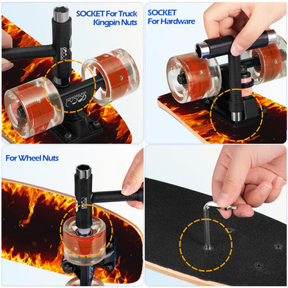 GIEEU Skateboards with Colorful Flashing Wheels for Beginners,Kids,Teens,Adults, Complete Standard Skate Boards 9 Layer Canadian Maple Deck Concave