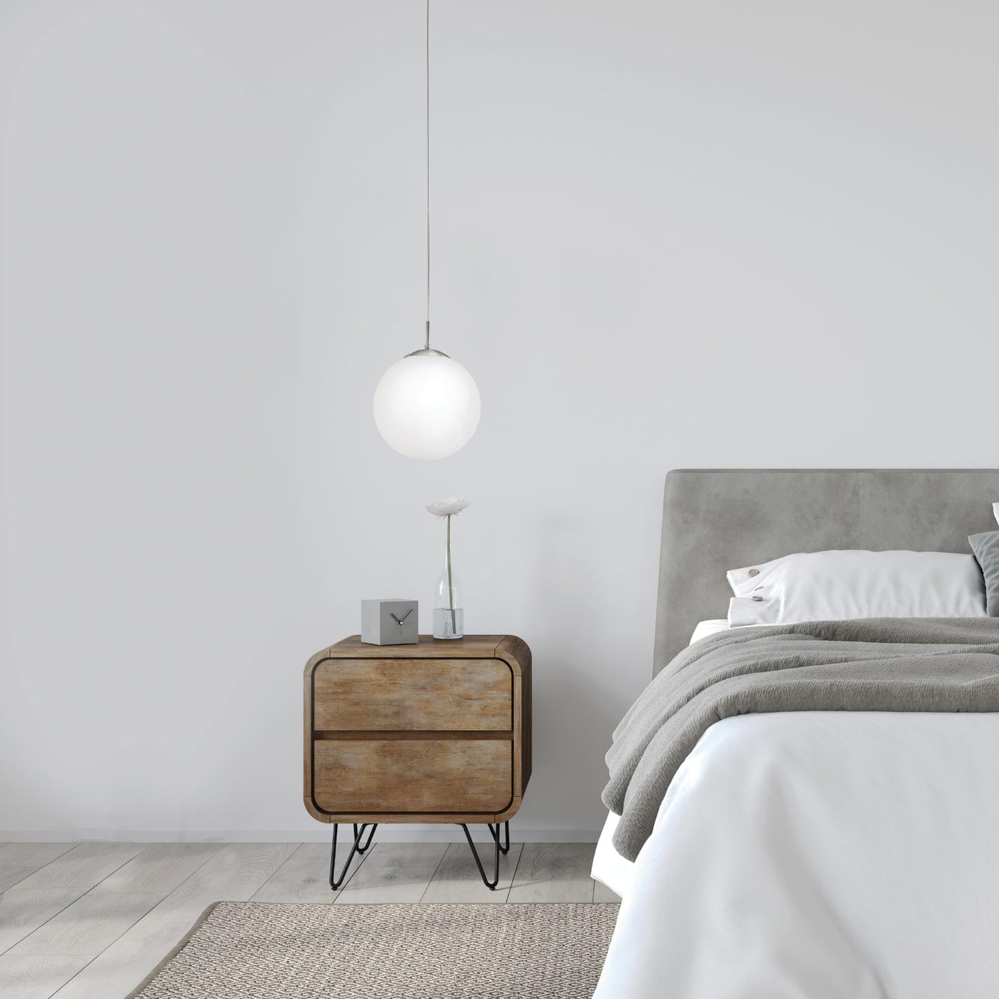 EGLO Rondo Pendant Lamp, Matt Steel and White Opal Matt Glass Ceiling Light, Dinning and Living Room Hanging Lighting, E27 Socket,  9.8 inches, Satin