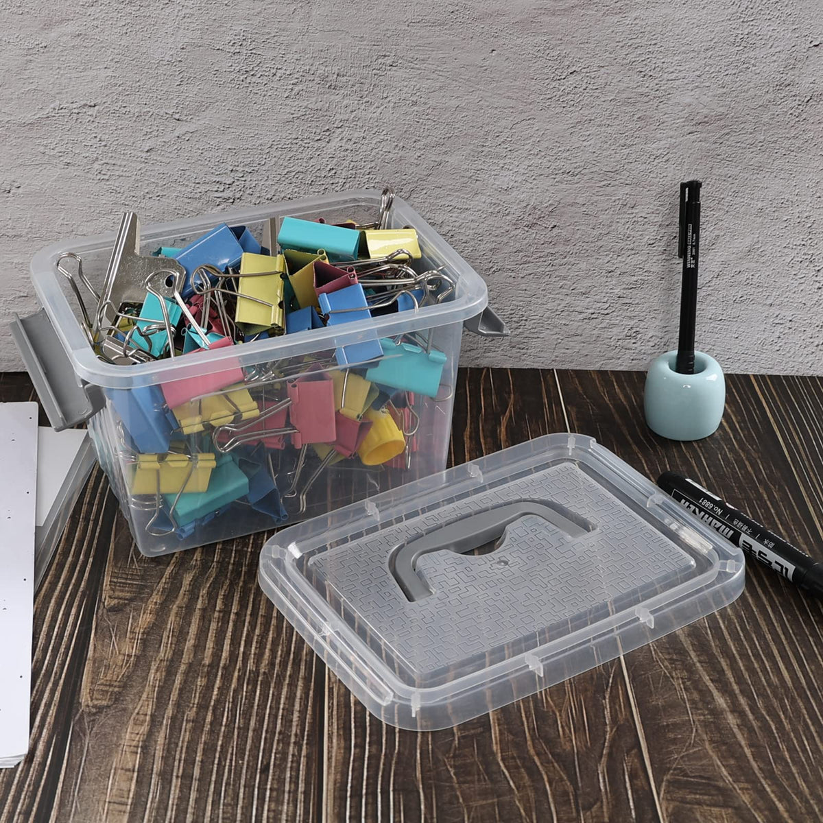 Jekiyo 6 Pack Plastic Storage Box with Lid, 3L Mini Clear Container Box