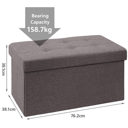 BRIAN & DANY Folding Linen Storage Boxes Footstool Ottoman, Foot Rest Stool, Foldable Seat Bench Footrest - Brown, 76 x 38 x 38 cm