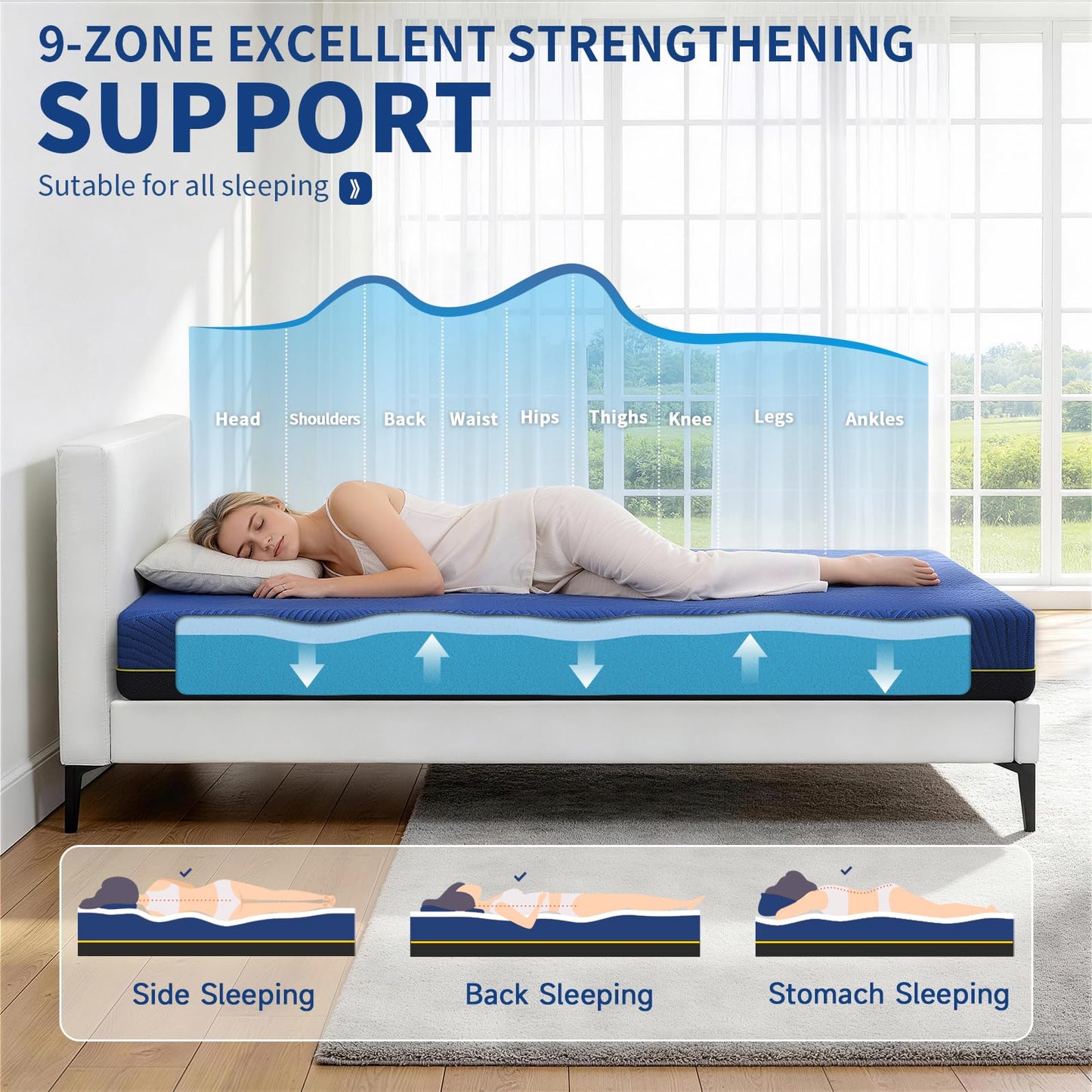 Doubleslee Memory Foam Small Double Mattress, 8 Inch Medium, 120x190x20cm