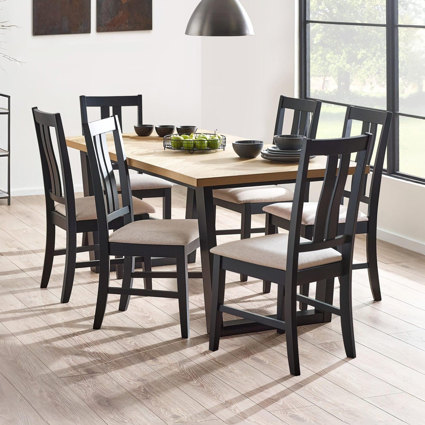 Julian Bowen Hilton Oak Veneer Dining Table, Black - H75 x W180 x D90cm
