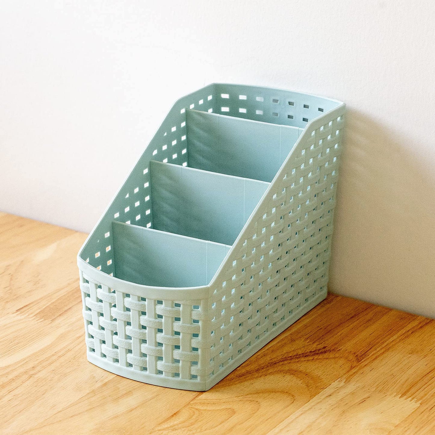 Fai Top 4 Grid Plastic Storage Basket Blue