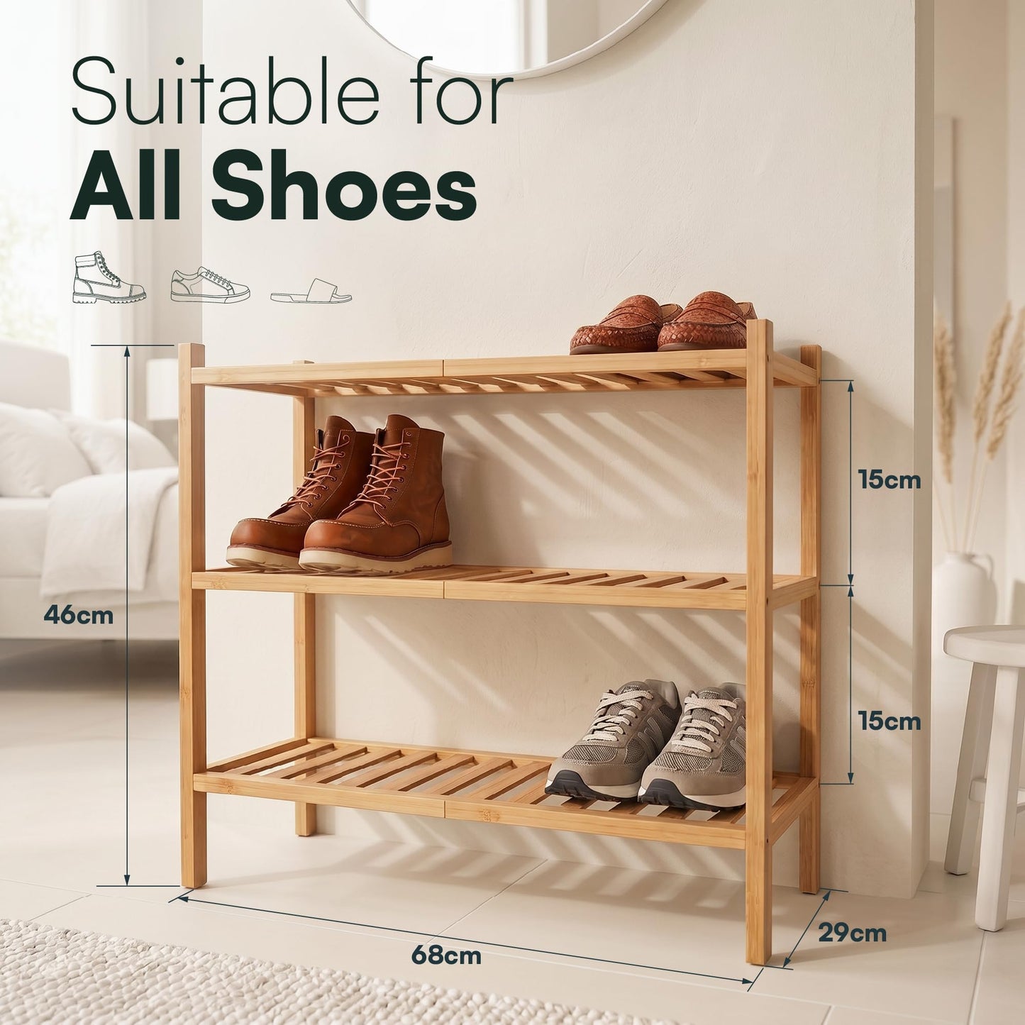 Shoe Rack Wooden - Shoe Storage Organiser - Shoes Rack Shelf Stand