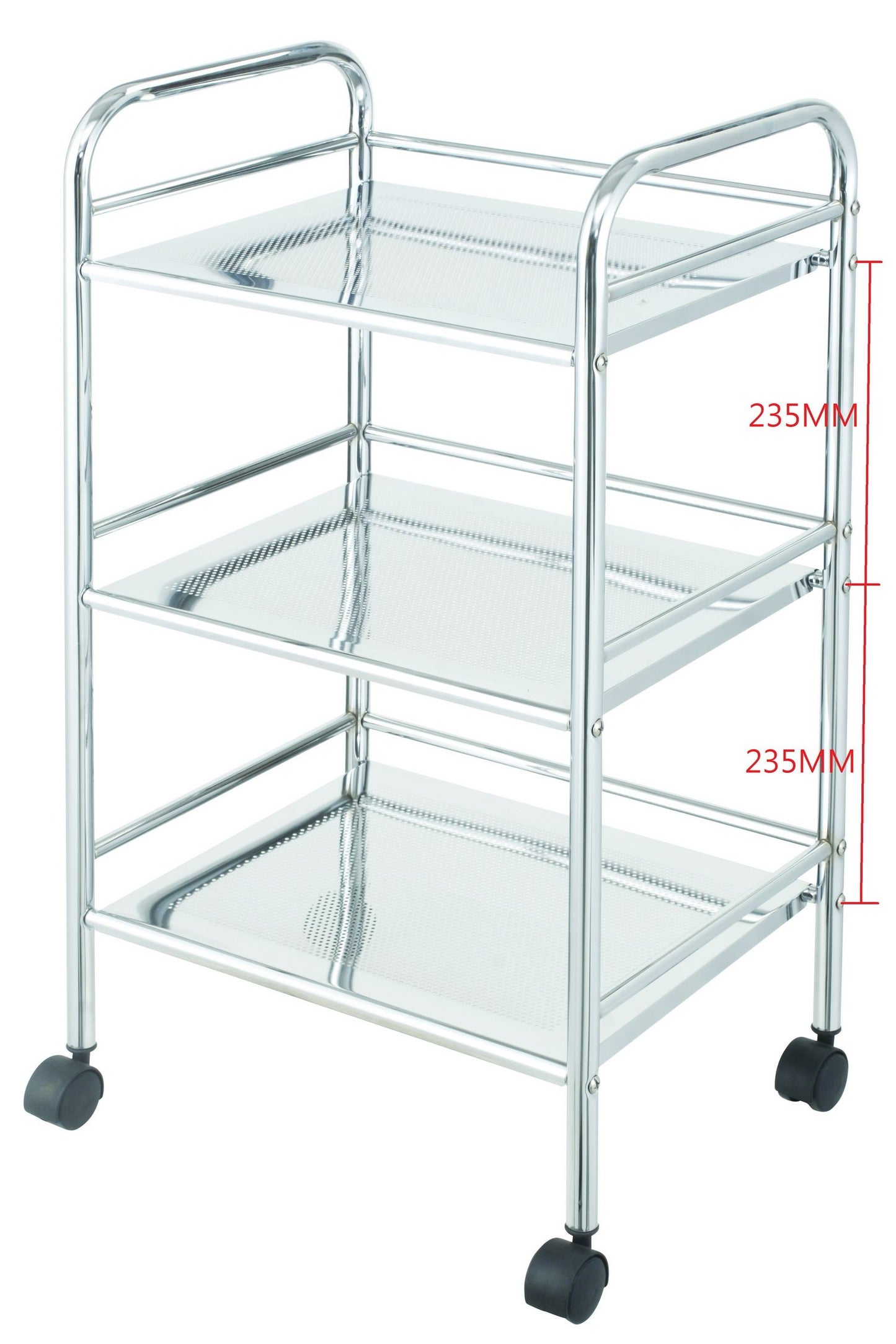 Aspect BR013 BATHROOM/KITCHEN STORAGE-LUCY 3 TIER SHELF TROLLEY-CHROME FINISH, Metal, 40x32x74cm