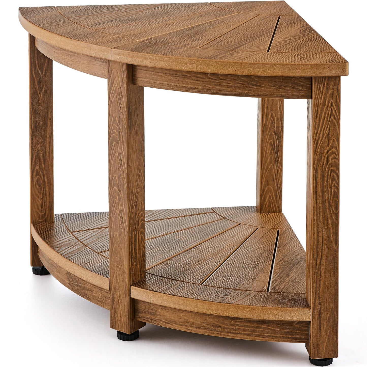 VEVOR Corner Shower Bench, 46cm Height 43cm Radius, Faux Wood Grain Polystyrene, 158kg with Storage Shelf, Water Resistant