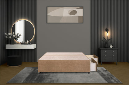 Bed Centre Flexby Divan Bed Base Only with 2 Drawers Same Side, No Headboard - Available in 3FT, 4FT, 5FT & 6FT
