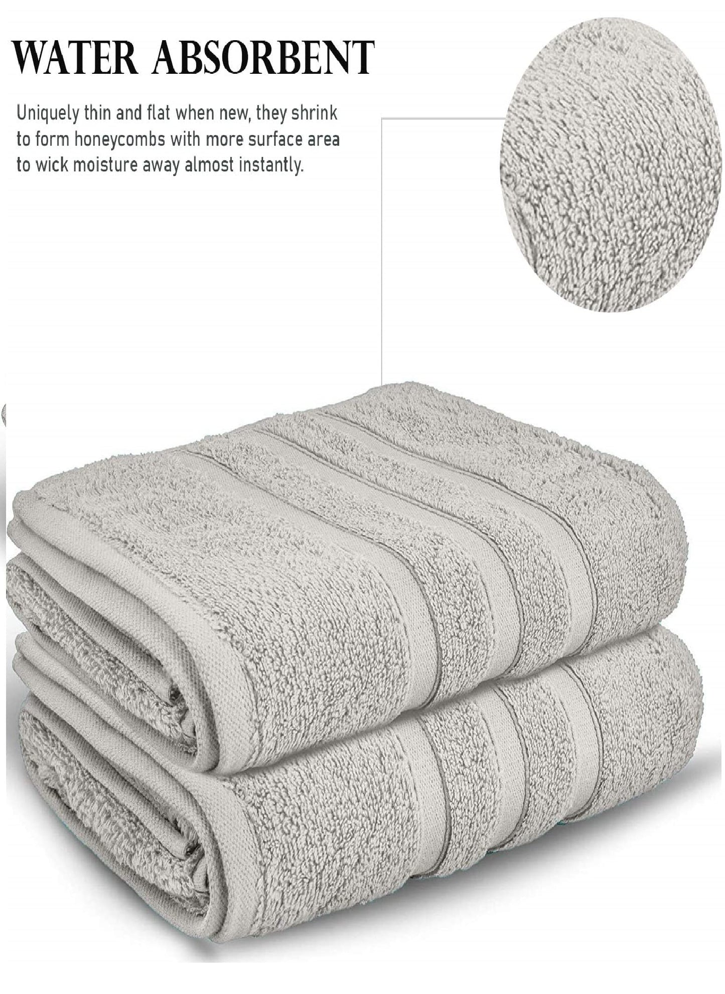 Uk Furniture 2 Pack Extra Large|95x200cm| Super Jumbo Bath Sheet Towels100% Egyptian Cotton 700GSM Super Soft Towel Set. (Silver)