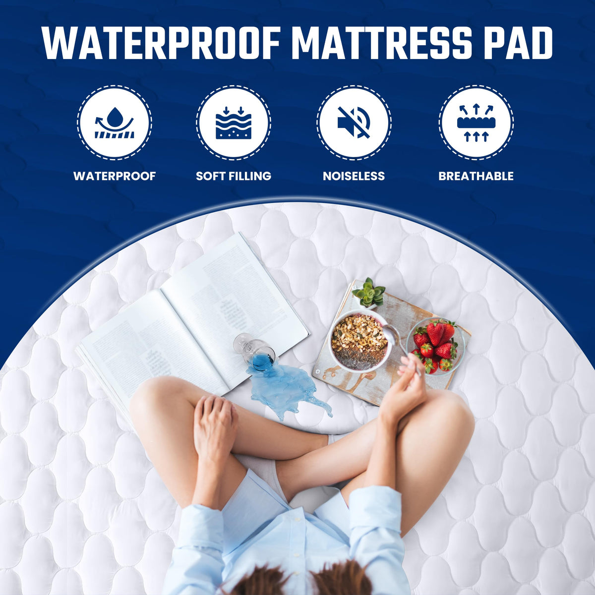 Waterproof Mattress Protector Twin Bed, Quilted Mattress Topper