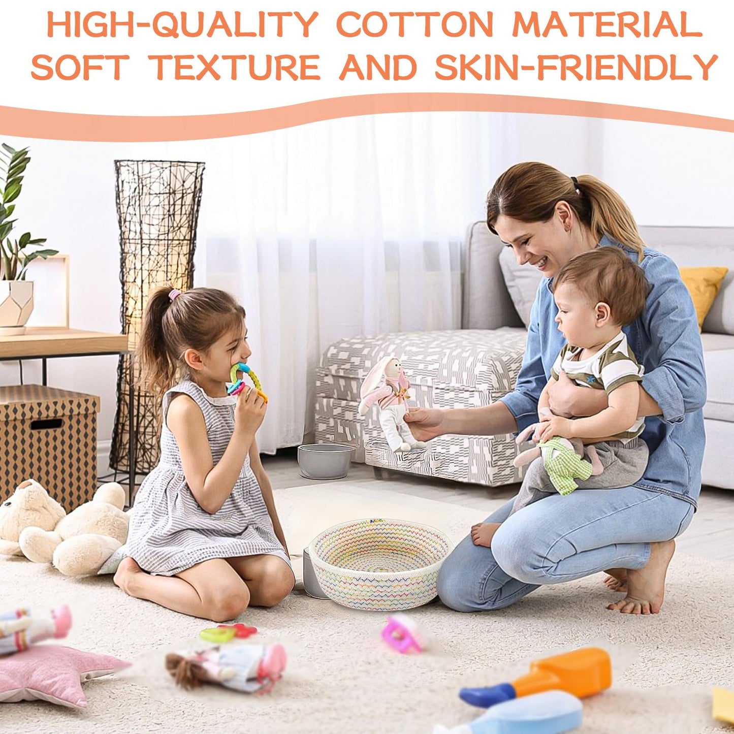 2 Pcs Cotton Rope Storage Baskets