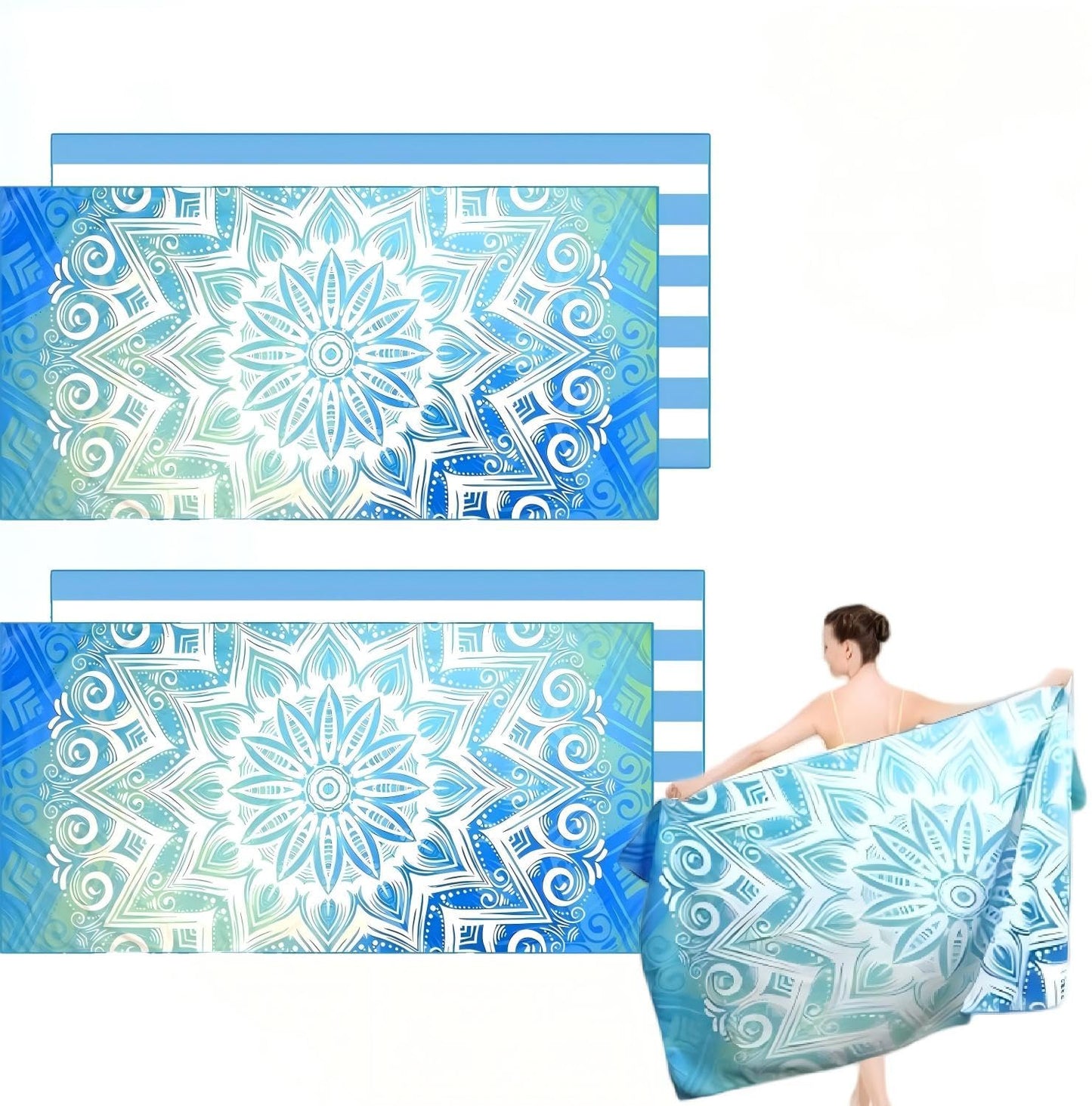 2Pack Microfibre Beach Towels for Adults,Microfibre Lightweight Beach Towel