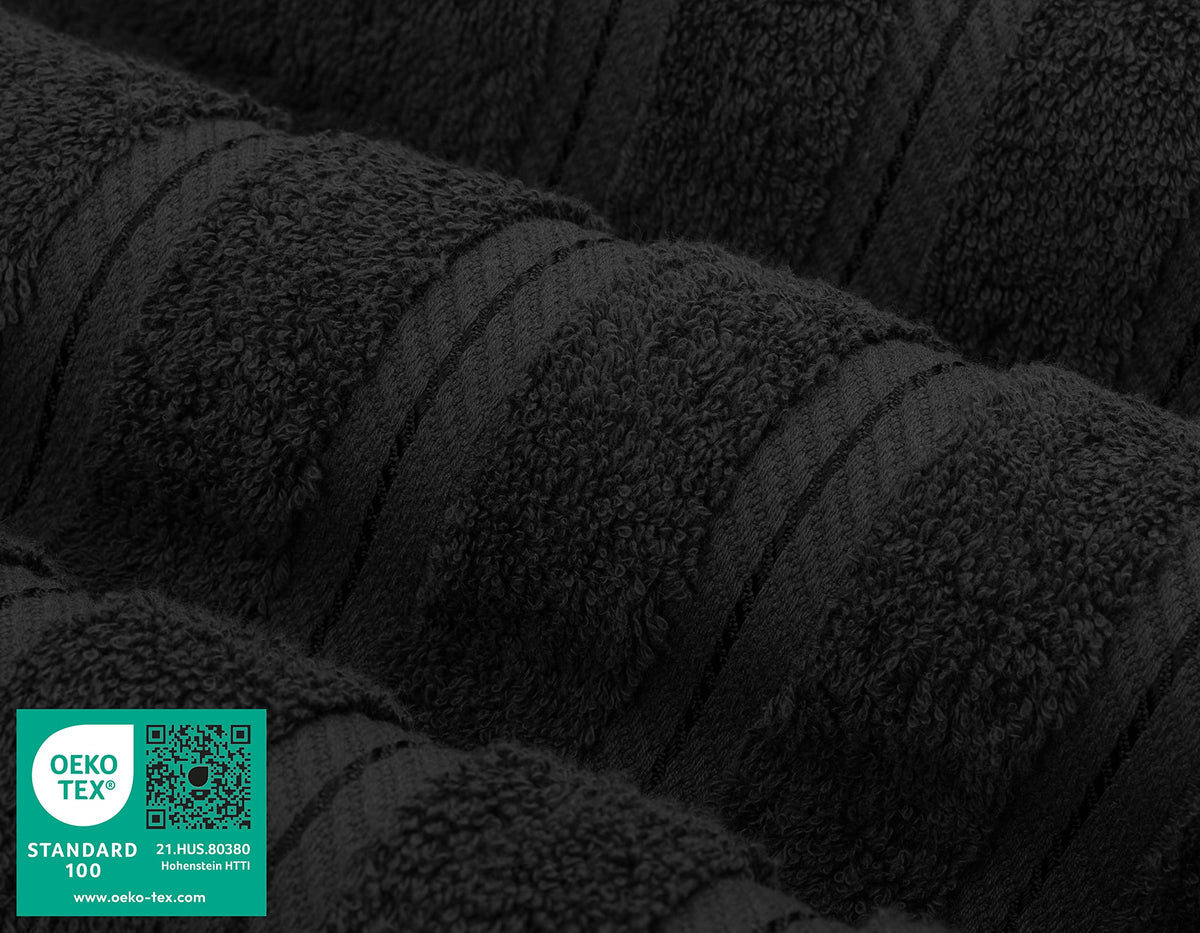 American Soft Linen Premium 3 Piece Towel Set, 1 Bath Towel 1 Hand Towel 1 Washcloth, 100% Cotton Turkish Towels for Bathroom, Black Towel Set