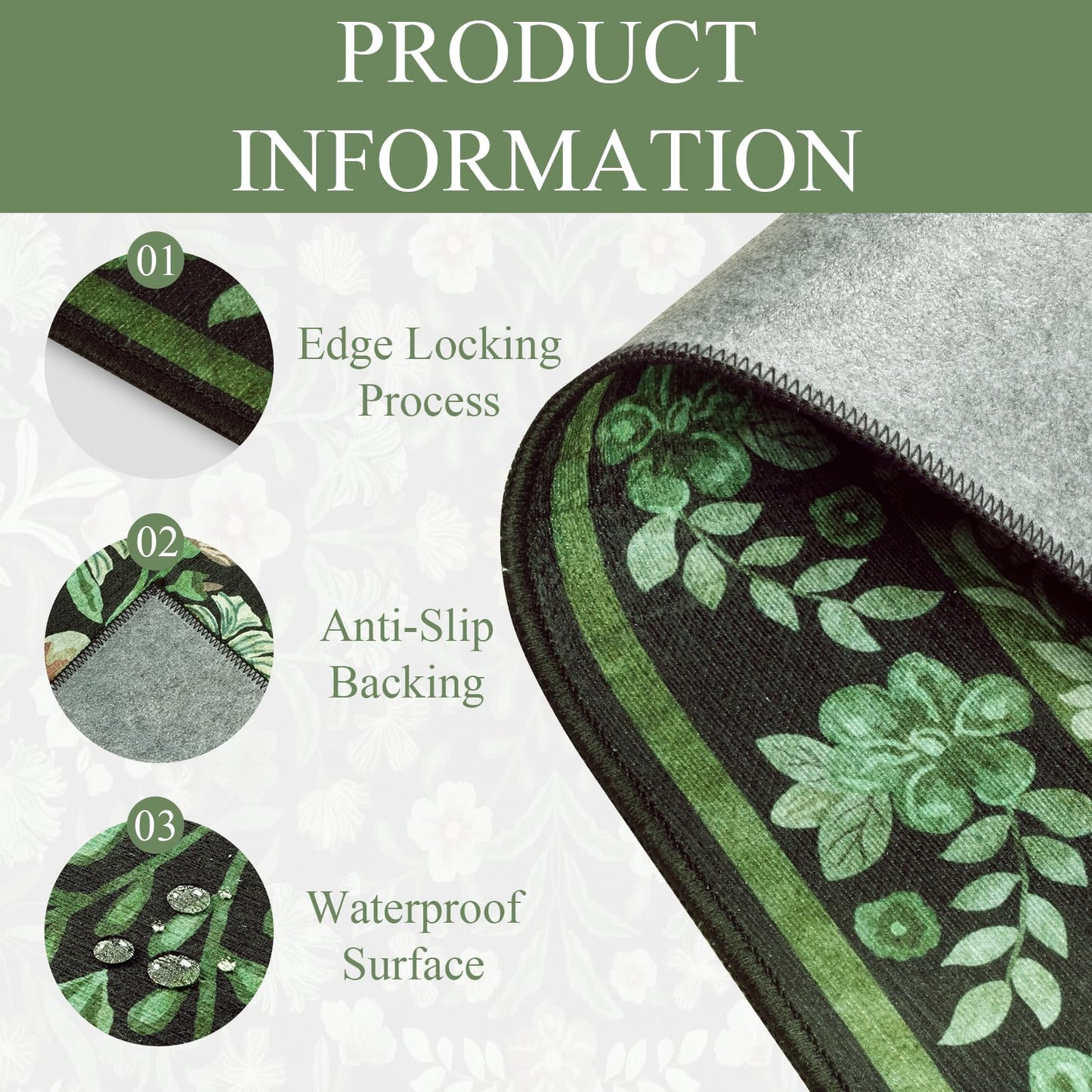 Edlbaegy Office Chair Mat for Hardwood Floor 90x120cm Green Non Slip Floor Protector for Office Chair Low Pile Chair Mats for Rolling Chair