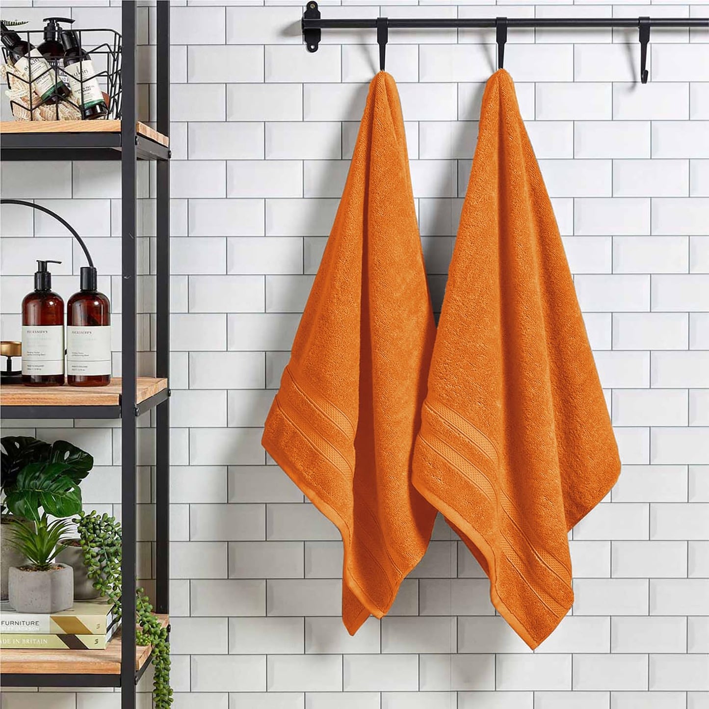 Christy Chroma Orange Towel Set | Set of 4 | 2 Bath 2 Hand | Highly Absorbent Heavyweight 675GSM | Bold and Bright