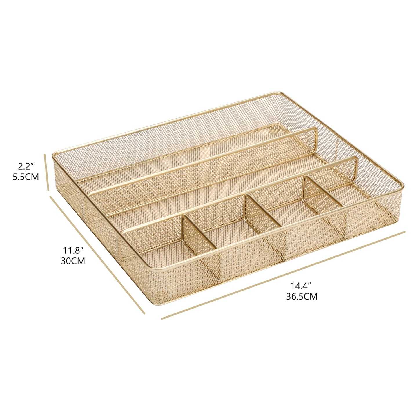 Annova Desk Drawer Organizer/Storage Tray - Metal Mesh with Dividers for Pens, Desktop Accessories, Bathroom, Kitchen, Makeup and Office Supplies