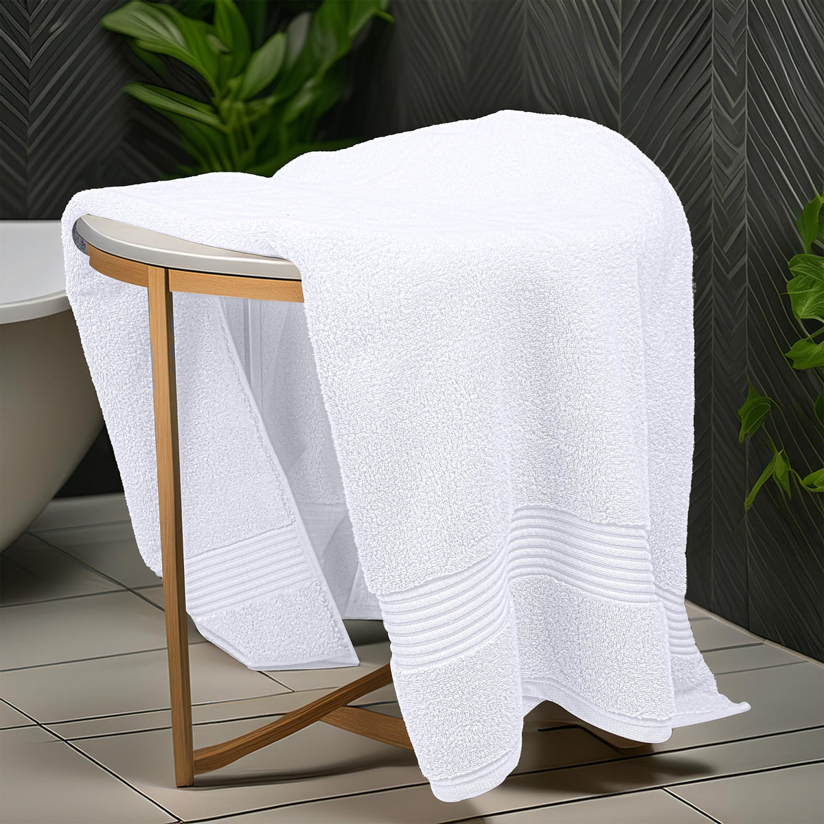Luxury Set of 2 Jumbo Bath Sheets 100x150cm - Zero Twist 580 GSM White