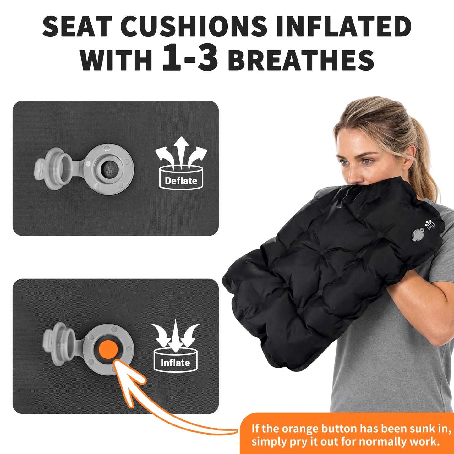 EULANT Thickened Non-slip Inflatable Stadium Seat Cushion,Blow Up Pillow