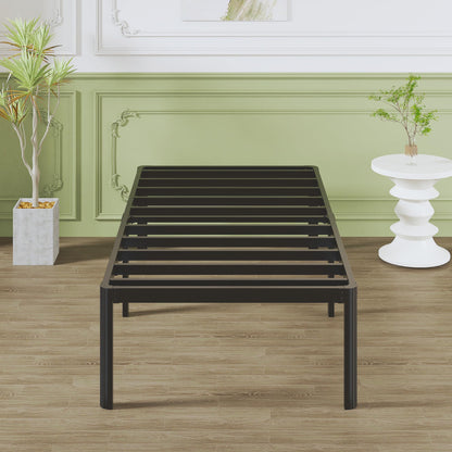 Lutown-Teen 3ft High Single Bed Frames with Rounded Corner Legs, Heavy Duty White Metal Bed Frame Single with Steel Slats Support, Single Bed 46 cm