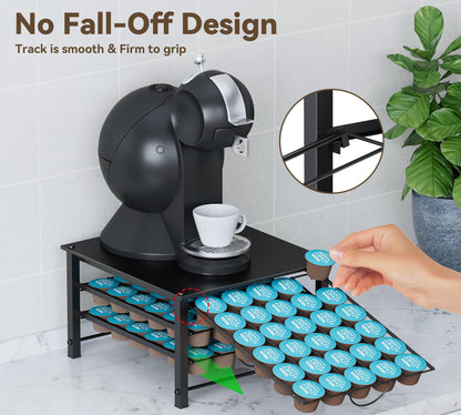 Coffee Pod Holder for Dolce Gusto, 90 Capsules Storage Drawer, 3 Tier Thick Metal Coffee Pod Storge, Pods Organizer Drawer with Non-Slip Feet Silent
