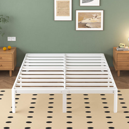 Lutown-Teen King Size Bed Frame 160x190 with Rounded Corners, 30.5 cm High Heavy Duty Metal Bed Frames Double 160 x 190 cm with Steel Slats, Storage