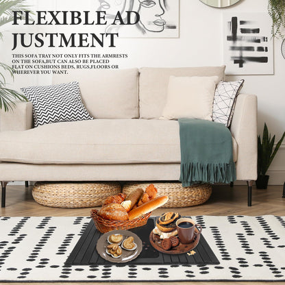Littlecatch Wooden Sofa Arm Tray, Armchair Tray, Foldable Sofa Arm Table, Non-Slip Couch Armrest Table to Protect Furniture for Remote Control, Drink