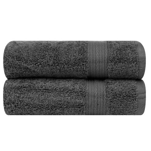 Ample Decor 100% Cotton Hand Towel Set of 2 ? 46x72 cm, 600 GSM, Super Absorbent & Quick Dry, Ideal for Bathroom, Spa, Gym & Hotel ? Grey