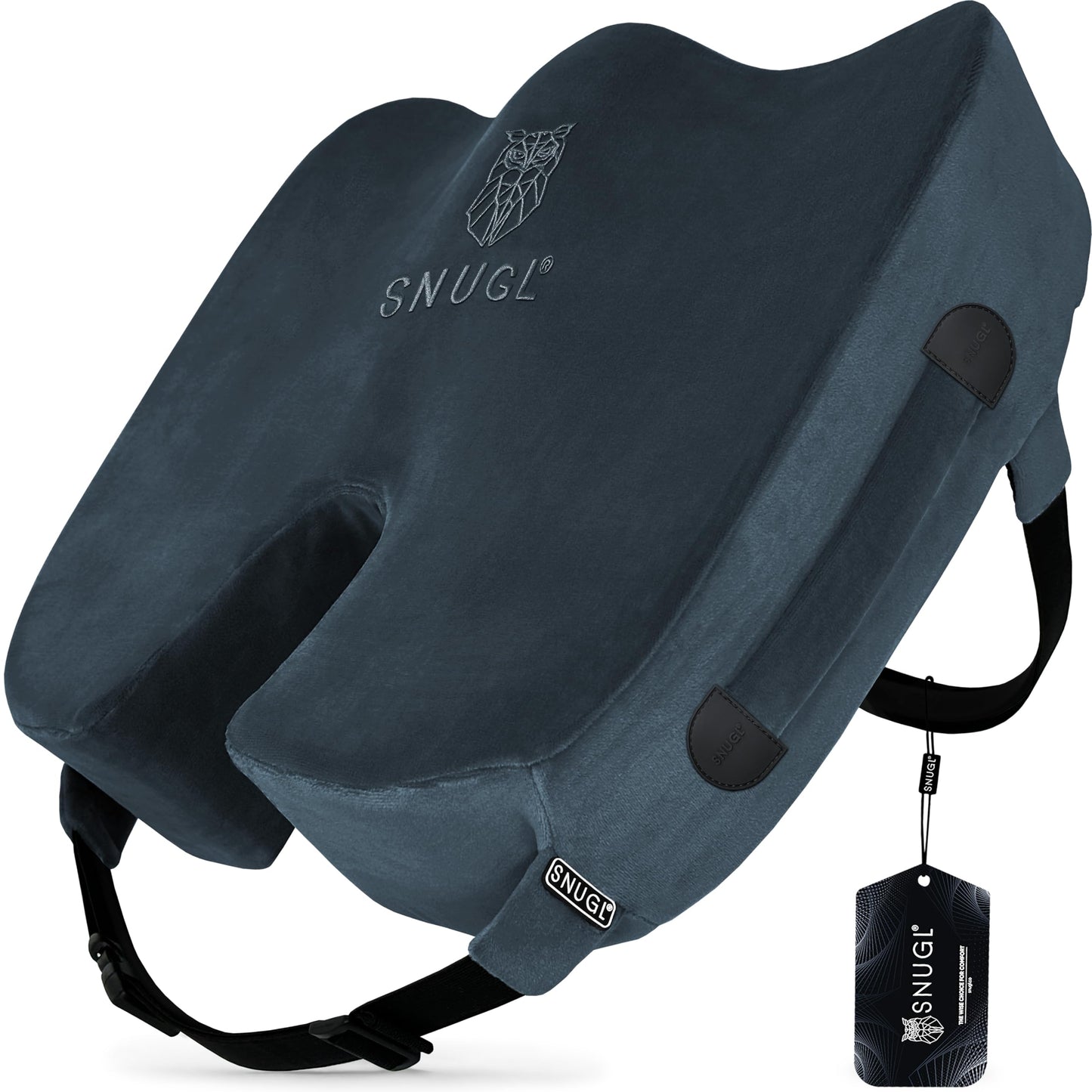 SNUGL Coccyx Seat Cushion – Orthopedic Memory Foam Pillow for Desk Chair, Gaming, Wheelchair, Car Seat, Postpartum & Pregnancy, Hemorrhoids Treatment