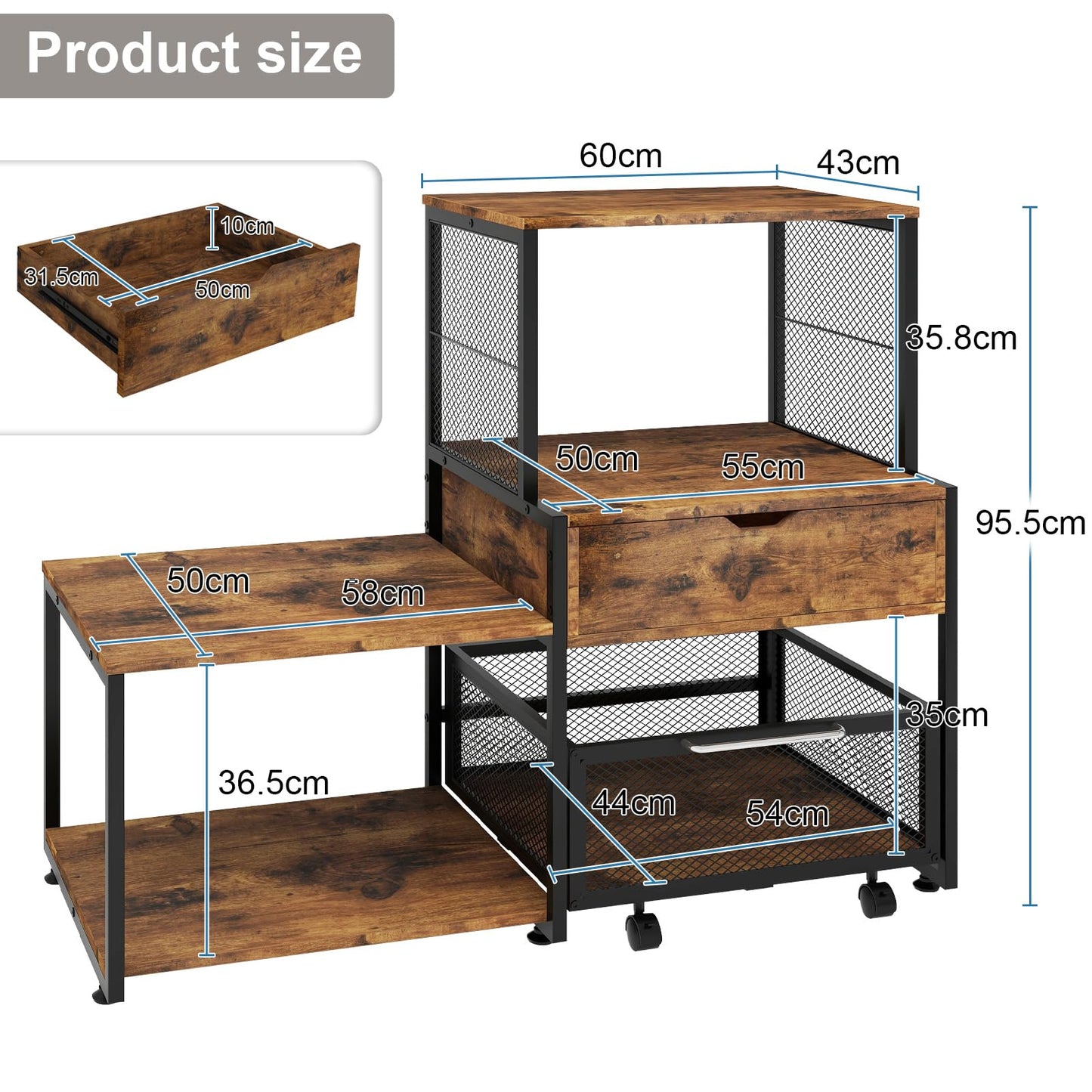 PUNCIA Mini Fridge Stand with Storage, Coffee Bar Cabinet with Drawer
