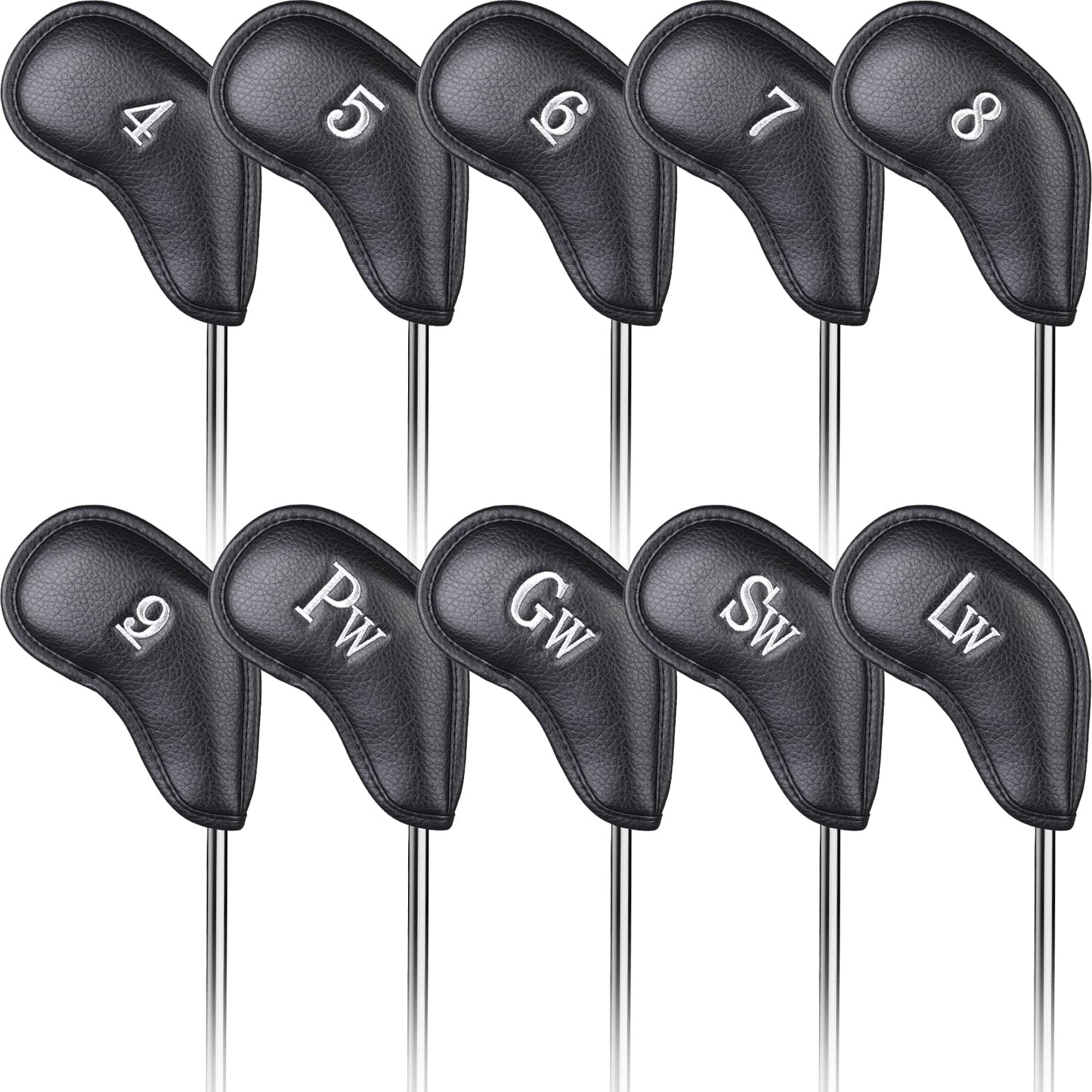 CRAFTSMAN GOLF Black Leather Iron Headcover Set 10pcs with No. on Both Sides Magnetic Closure?