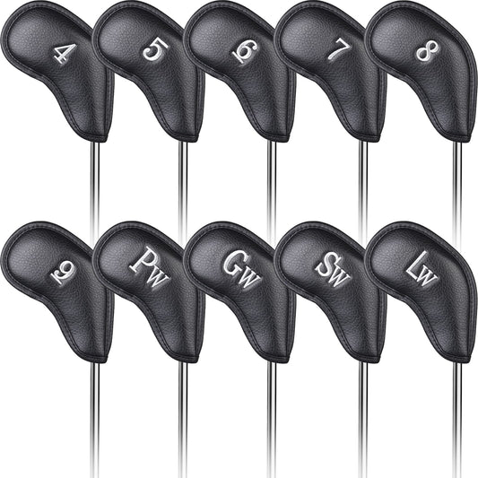 CRAFTSMAN GOLF Black Leather Iron Headcover Set 10pcs with No. on Both Sides Magnetic Closure?